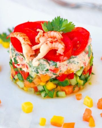 Flusskrebs-Salat mit Mango, Papaya und Gurke