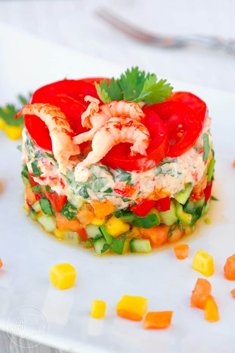 Flusskrebs-Salat mit Mango, Papaya und Gurke - So nach Gefühl