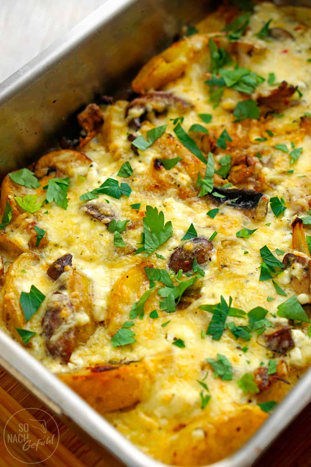 Kartoffeln und Pilze al forno (mit Ei)