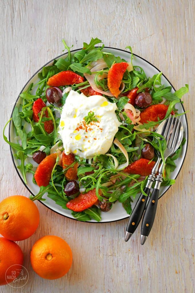 Salat mit Blutorangen, Fenchel und Burrata